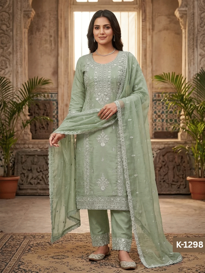 Premium Roman Silk Embroidered  Salwar Suit